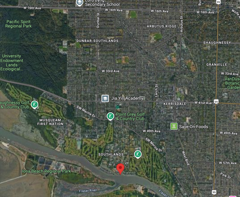 Map showing Grayross Estates location in Vancouver